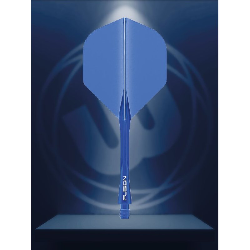 WINMAU Darts - Fusion Geïntegreerd vlucht- en schachtsysteem - No.2 Vorm en ontwerp - Blauw Kleur, Korte Lengte
